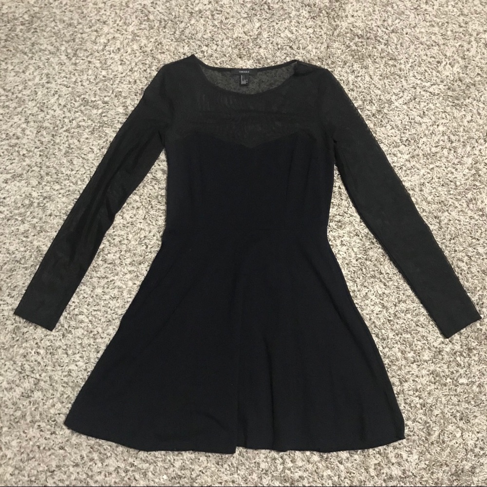 Sold! Forever 21 Long Sleeve Mesh A Line Dress
